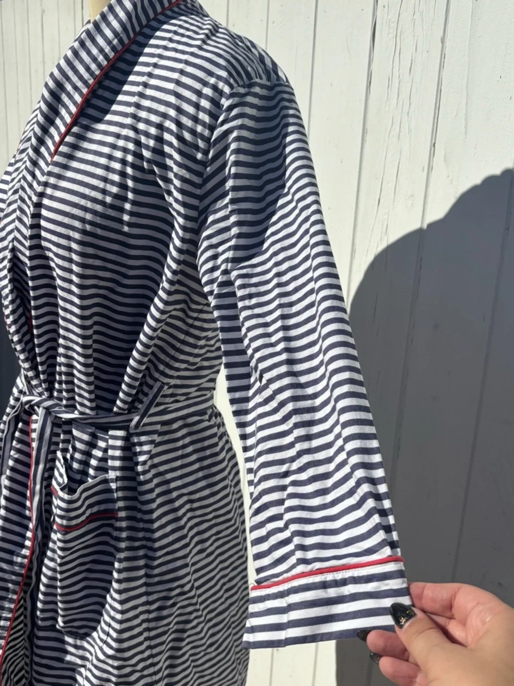 Sleepy Jones Striped Cotton Robe Small